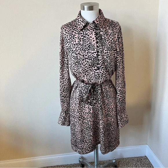 Equipment Femme Temera Leopard print Mini Shirt Dress Blush 17338 - Picture 10 of 14
